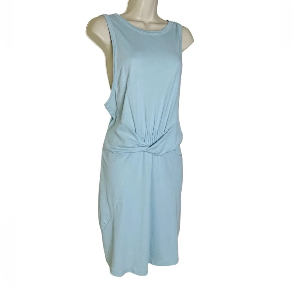 L*Space Seaview Sleeveless Mini Dress Front Twist Soft Jersey Sky Blue Size XL - Picture 3 of 15